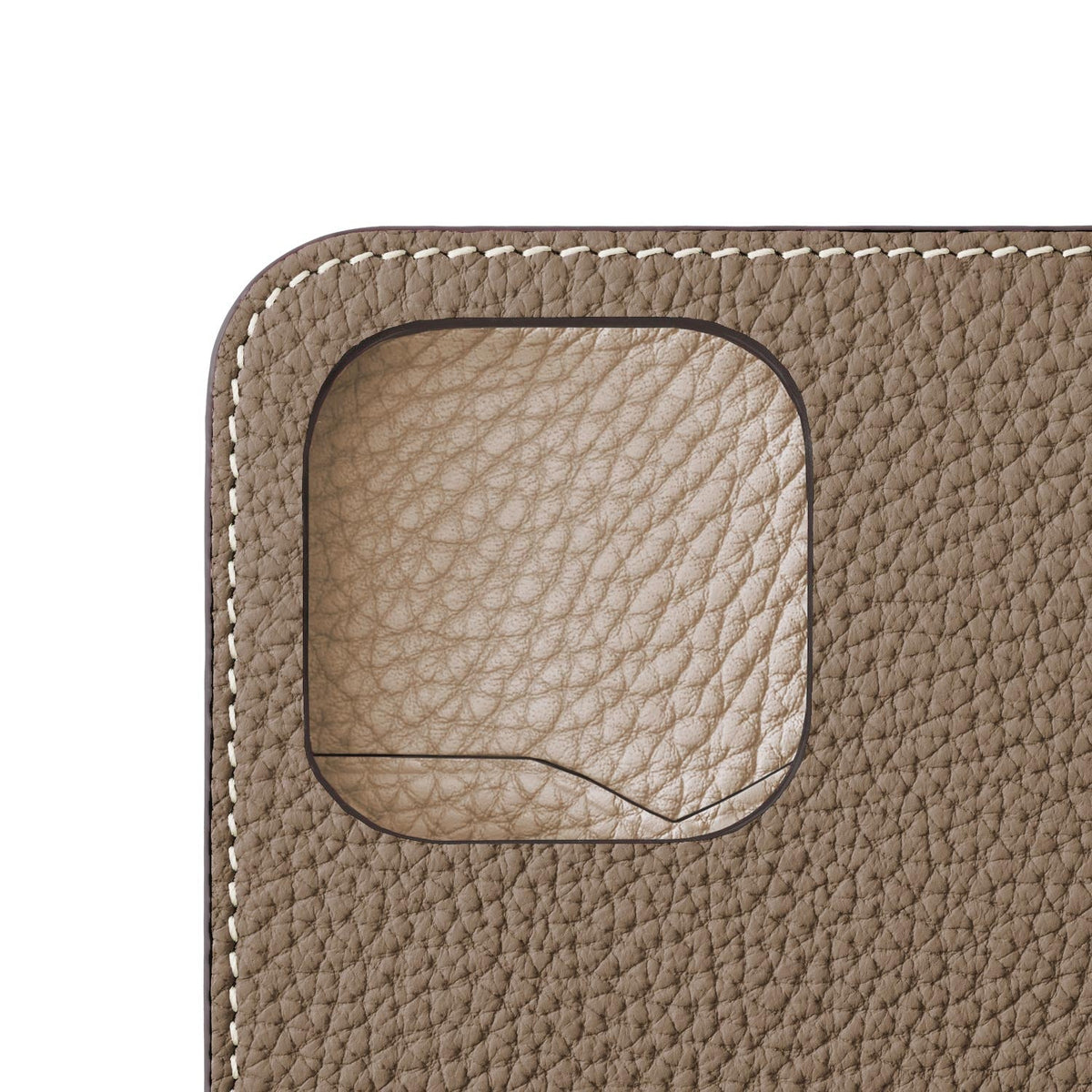 iPhone 15 Pro Diary Case Shrink Leather (Etoupe × Greige)