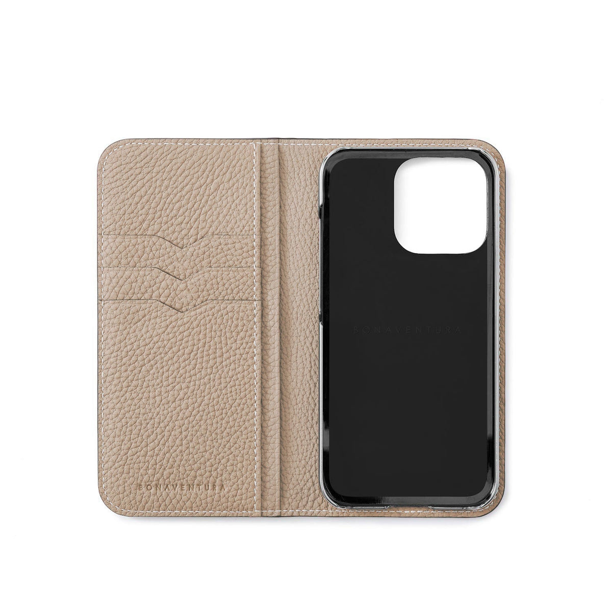 iPhone 15 Pro Diary Case Shrink Leather (Etoupe × Greige)