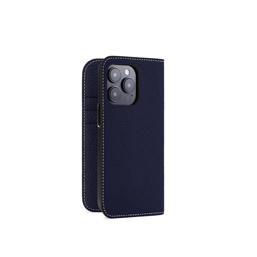 iPhone 15 Pro Diary Case Shrink Leather (Navy)