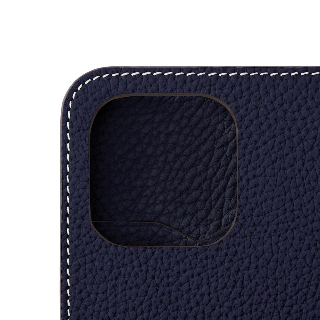iPhone 15 Pro Diary Case Shrink Leather (Navy)