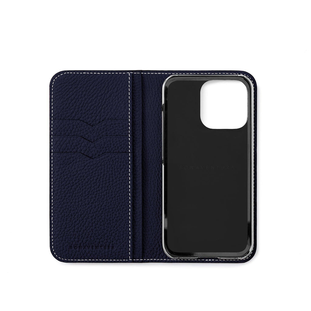 iPhone 15 Pro Diary Case Shrink Leather (Navy)