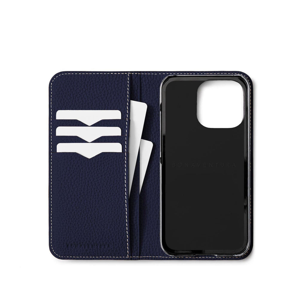 iPhone 15 Pro Diary Case Shrink Leather (Navy)