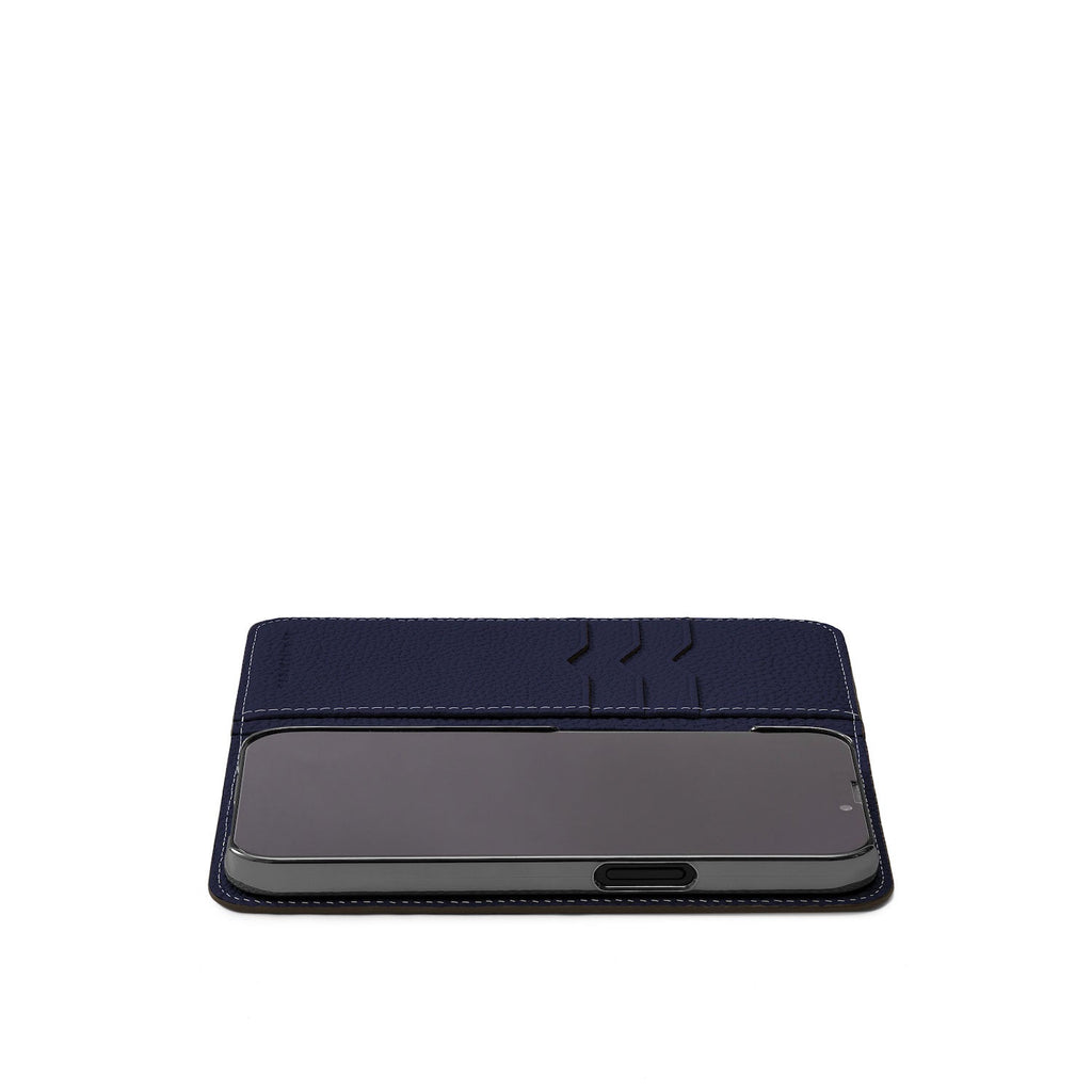 iPhone 15 Pro Diary Case Shrink Leather (Navy)