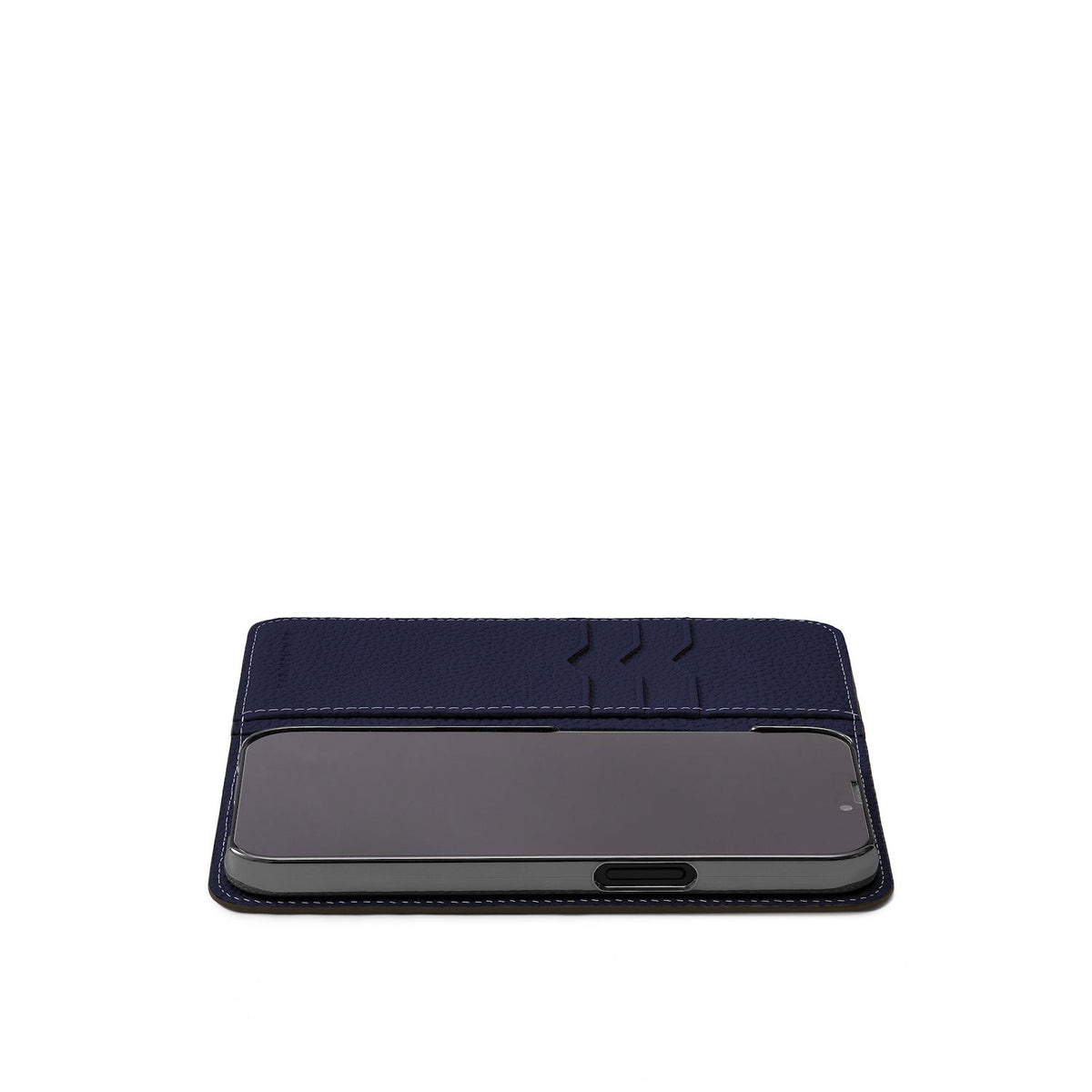 iPhone 15 Pro Diary Case Shrink Leather (Navy)