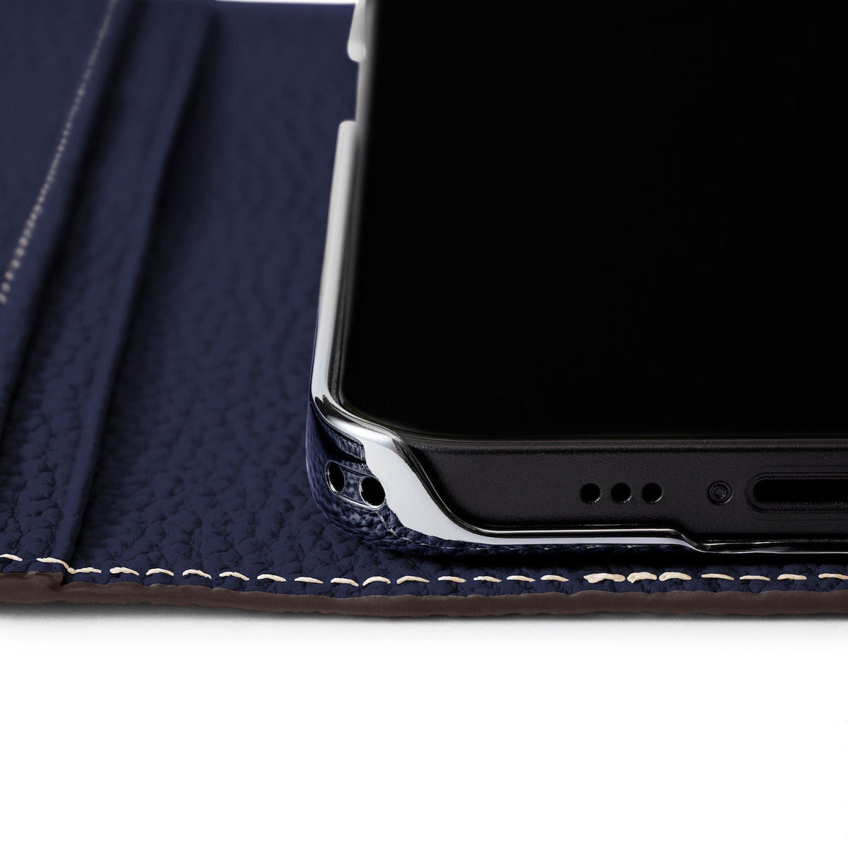 iPhone 15 Pro Diary Case Shrink Leather (Navy)