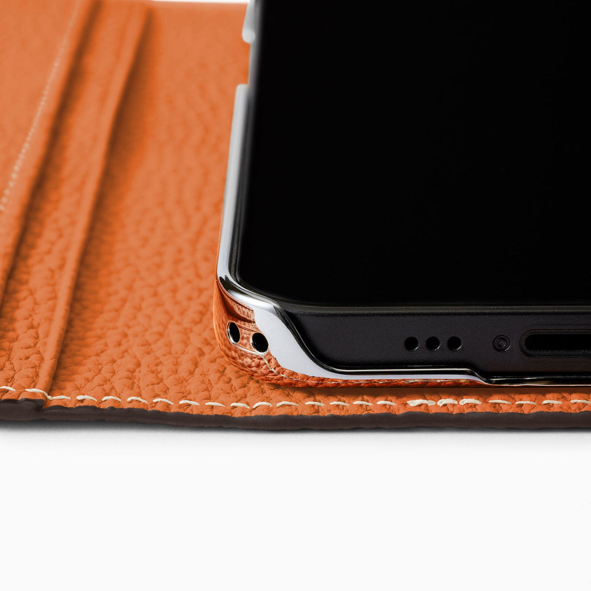 iPhone 15 Plus Diary Case Shrink Leather (Orange)