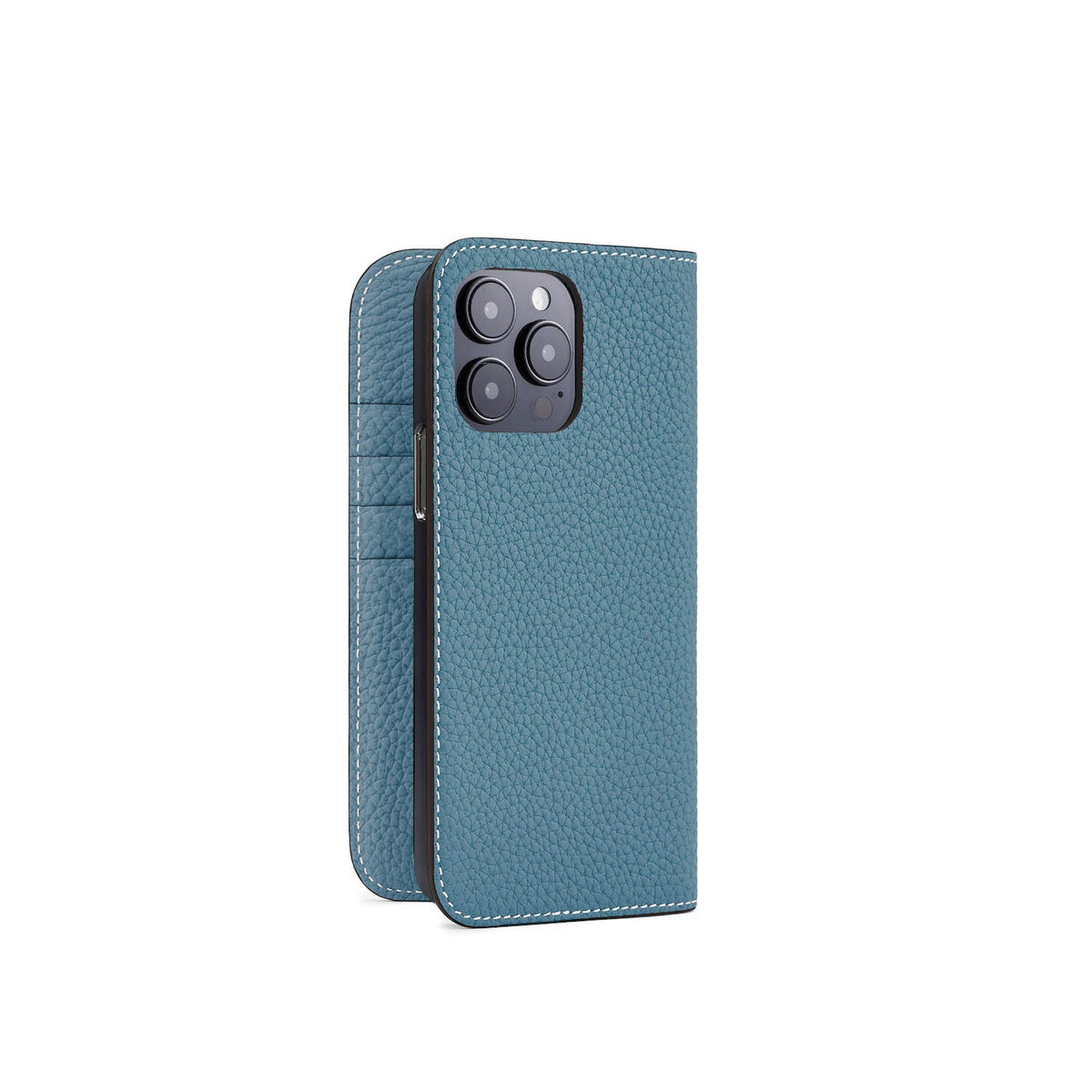 iPhone 15 Pro Max Diary Case Shrink Leather (Blue Cyan)