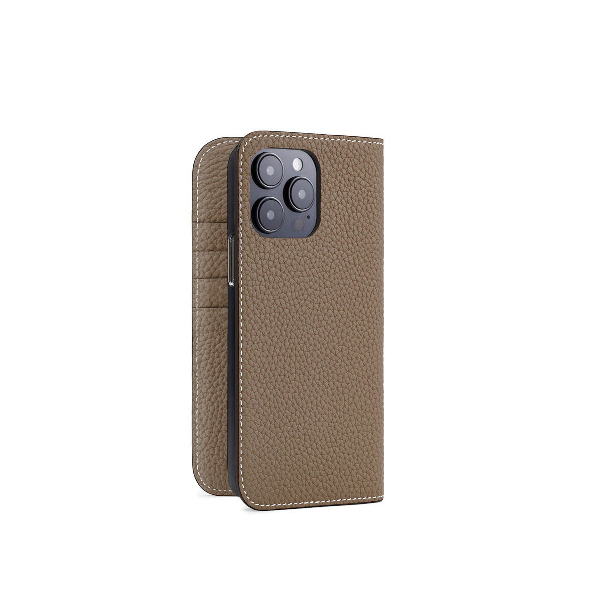 iPhone 15 Pro Max Diary Case Shrink Leather (Etoupe)