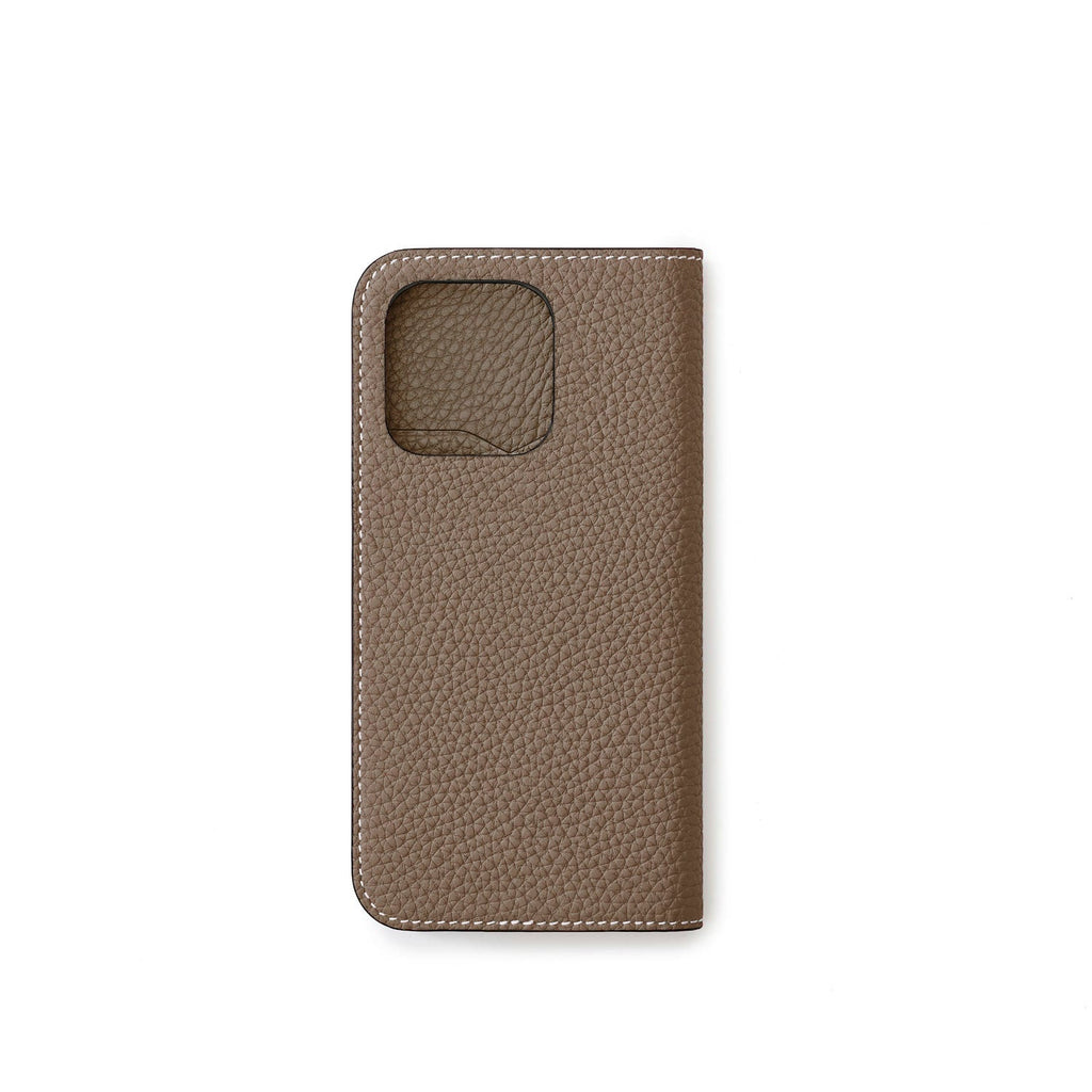 iPhone 15 Pro Max Diary Case Shrink Leather (Etoupe)
