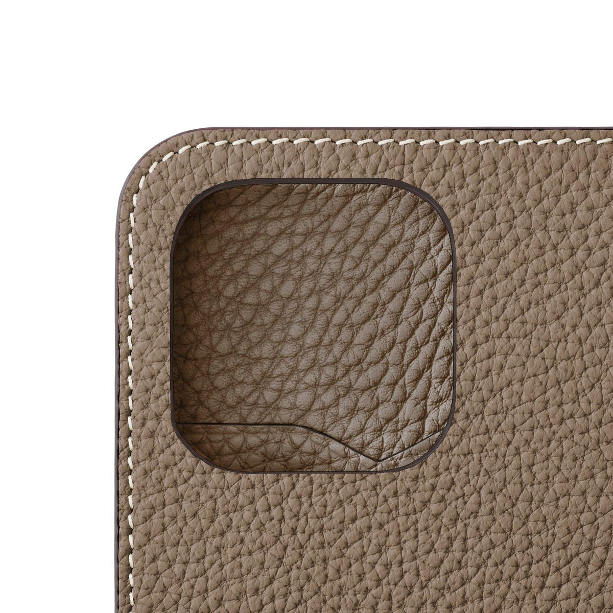 iPhone 15 Pro Max Diary Case Shrink Leather (Etoupe)