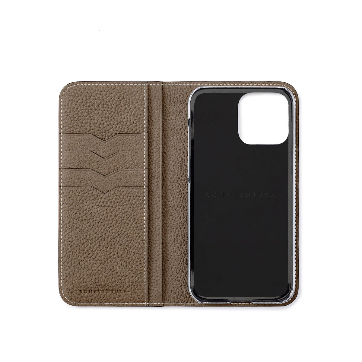 iPhone 15 Pro Max Diary Case Shrink Leather (Etoupe)
