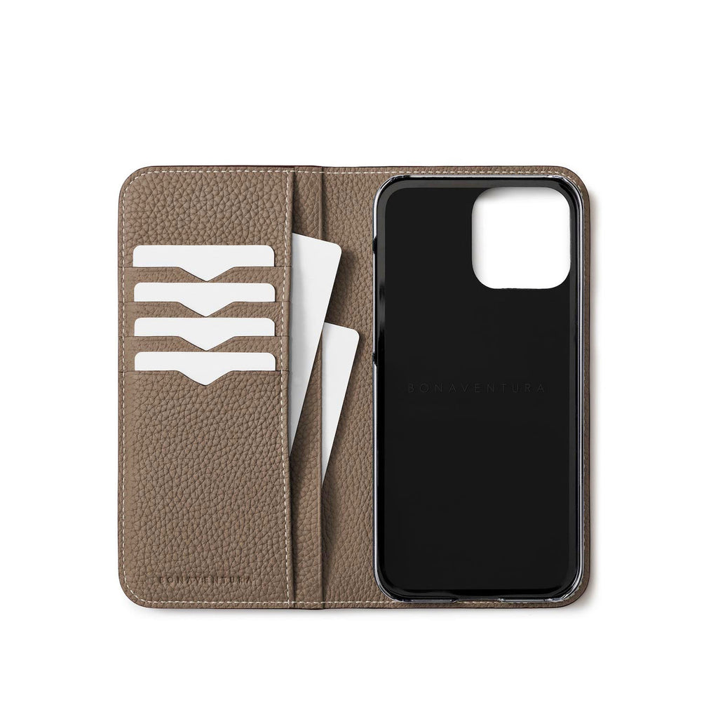 iPhone 15 Pro Max Diary Case Shrink Leather (Etoupe)
