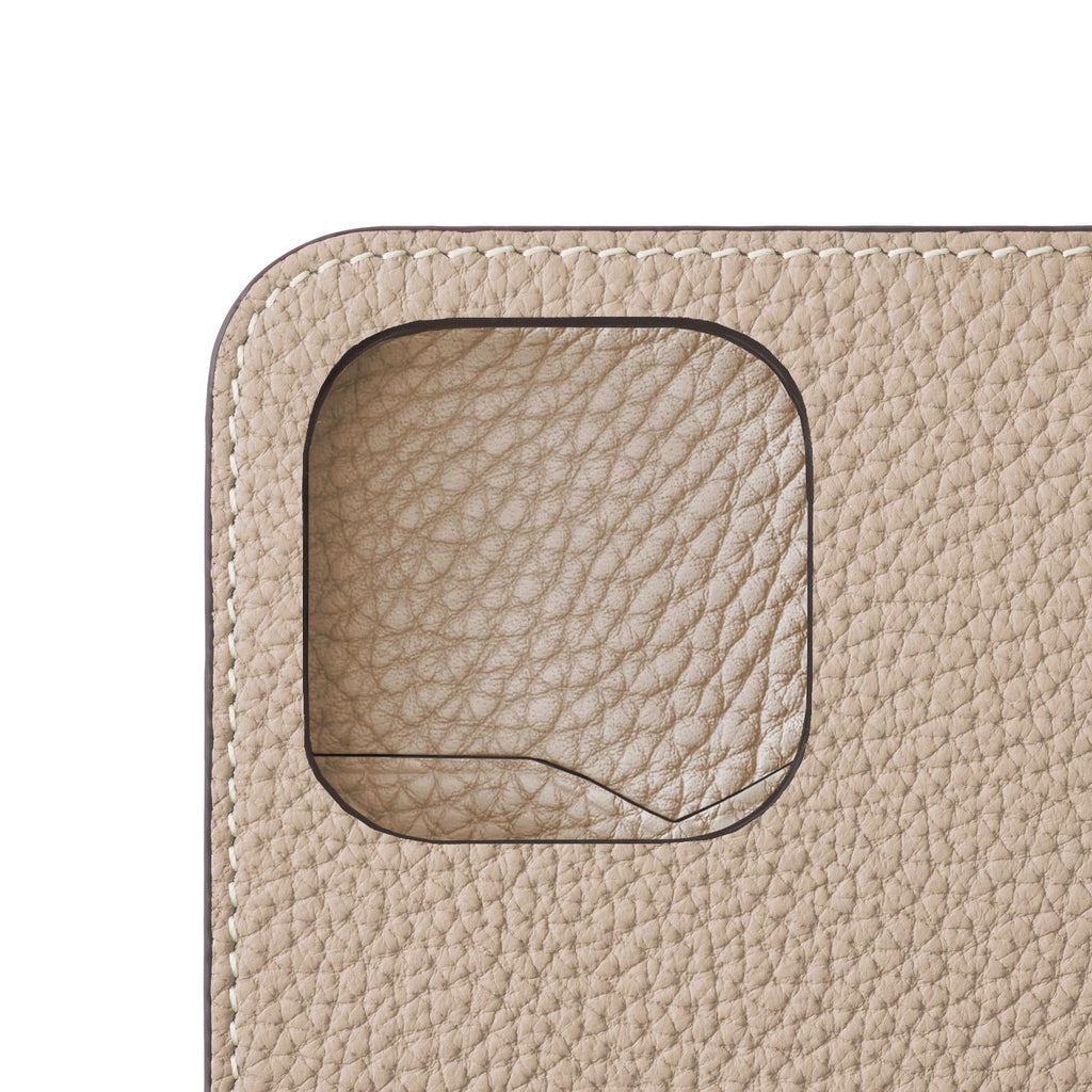 iPhone 15 Pro Max Diary Case Shrink Leather (Greige)