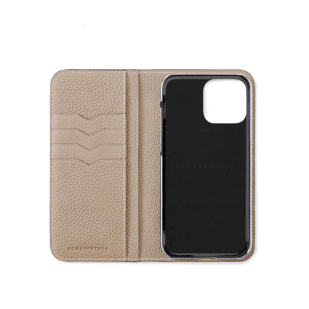 iPhone 15 Pro Max Diary Case Shrink Leather (Greige)