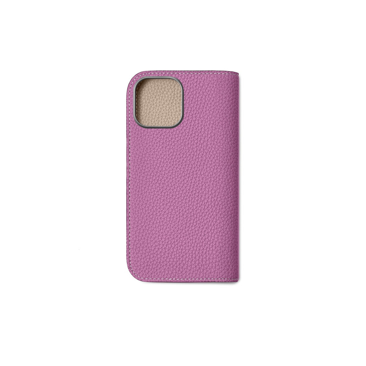 iPhone 16 Diary Case Shrink Leather (Pearl Purple × Greige)