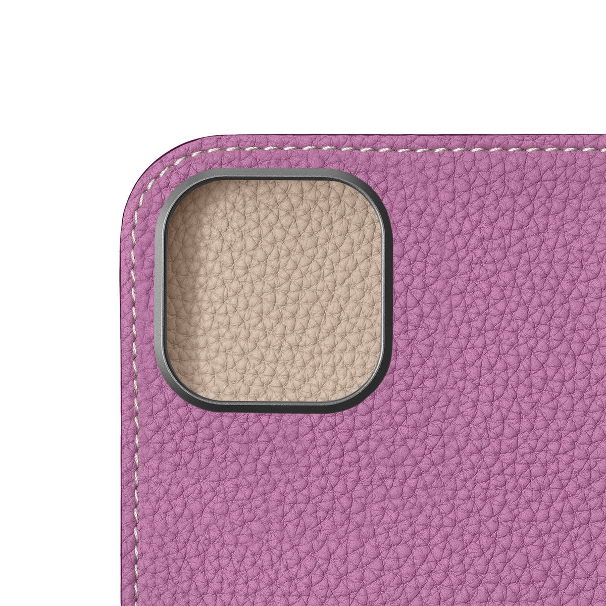 iPhone 16 Diary Case Shrink Leather (Pearl Purple × Greige)