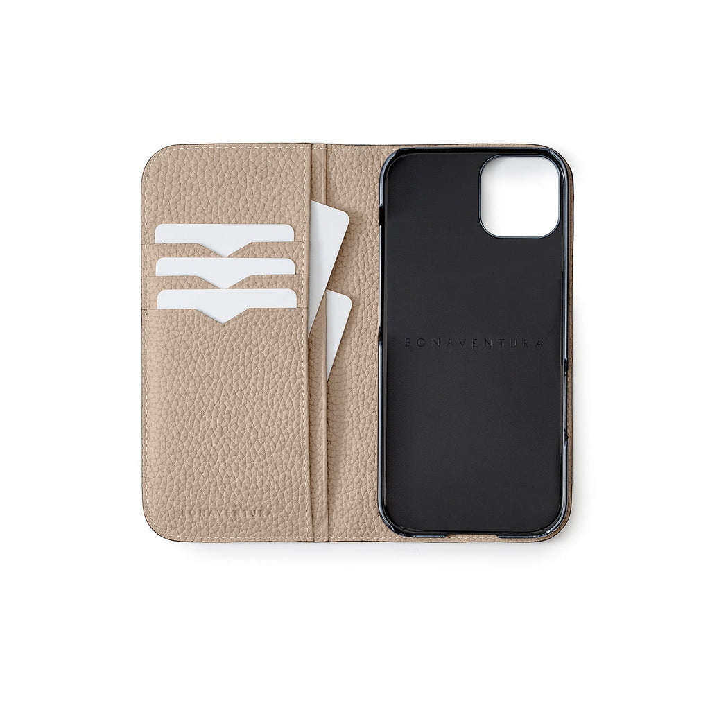 iPhone 16 Diary Case Shrink Leather (Pearl Purple × Greige)