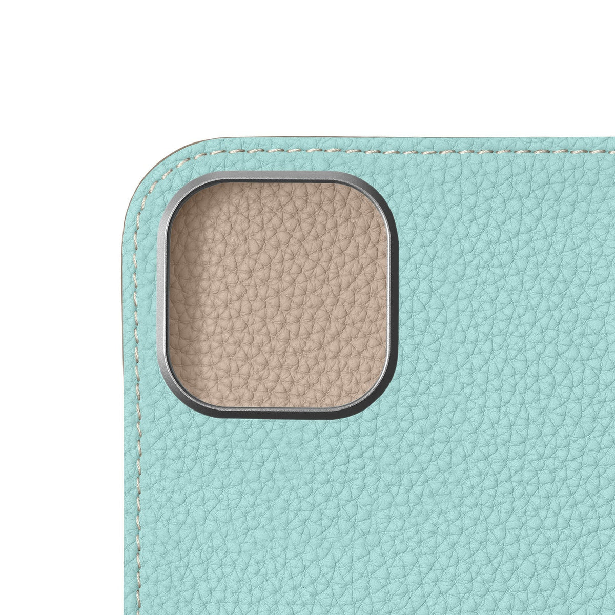 iPhone 16 Diary Case Shrink Leather (Mare Blue × Greige (Etoupe edge paint))