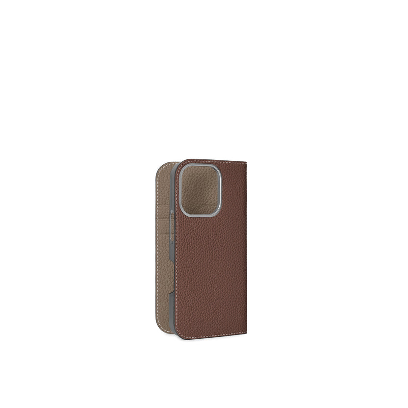 (iPhone 16 Pro) Diary Case Shrink Leather
