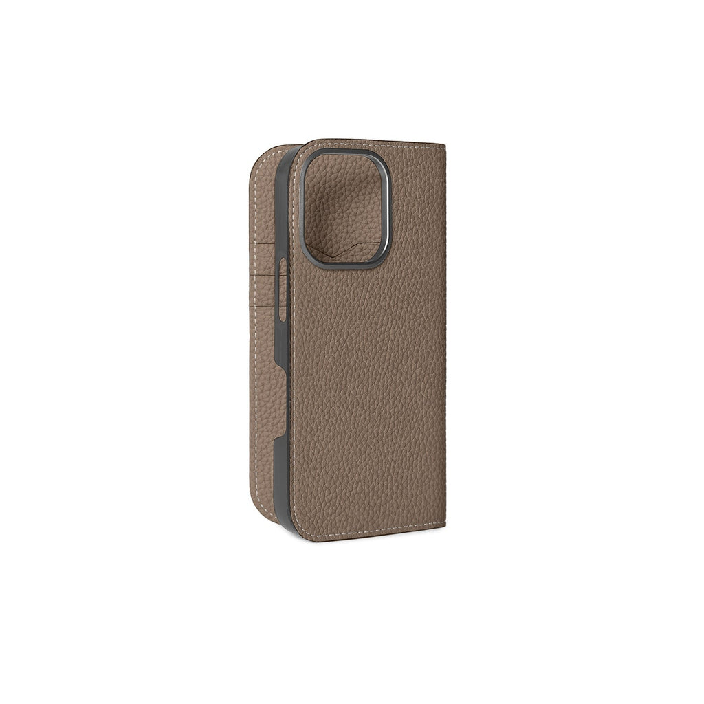 iPhone 16 Pro Diary Case Shrink Leather (Etoupe)