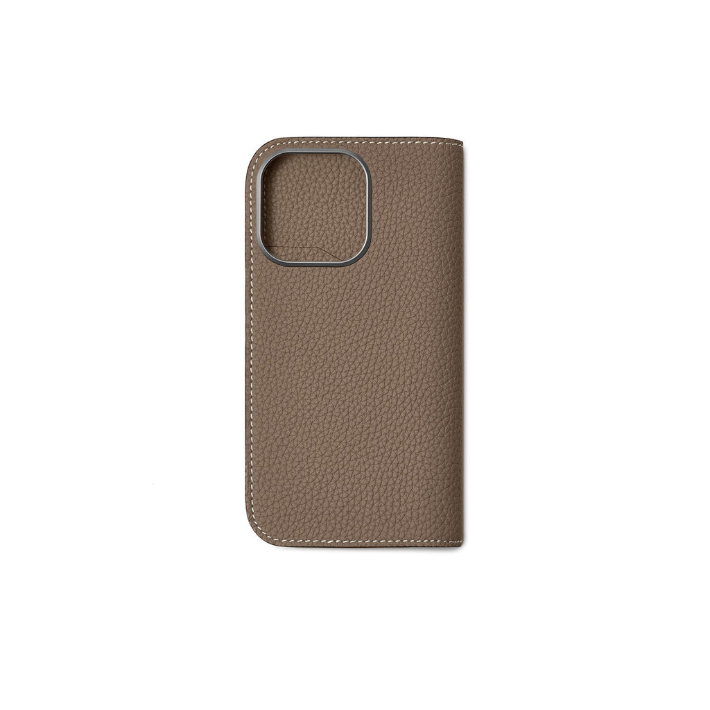 iPhone 16 Pro Diary Case Shrink Leather (Etoupe)