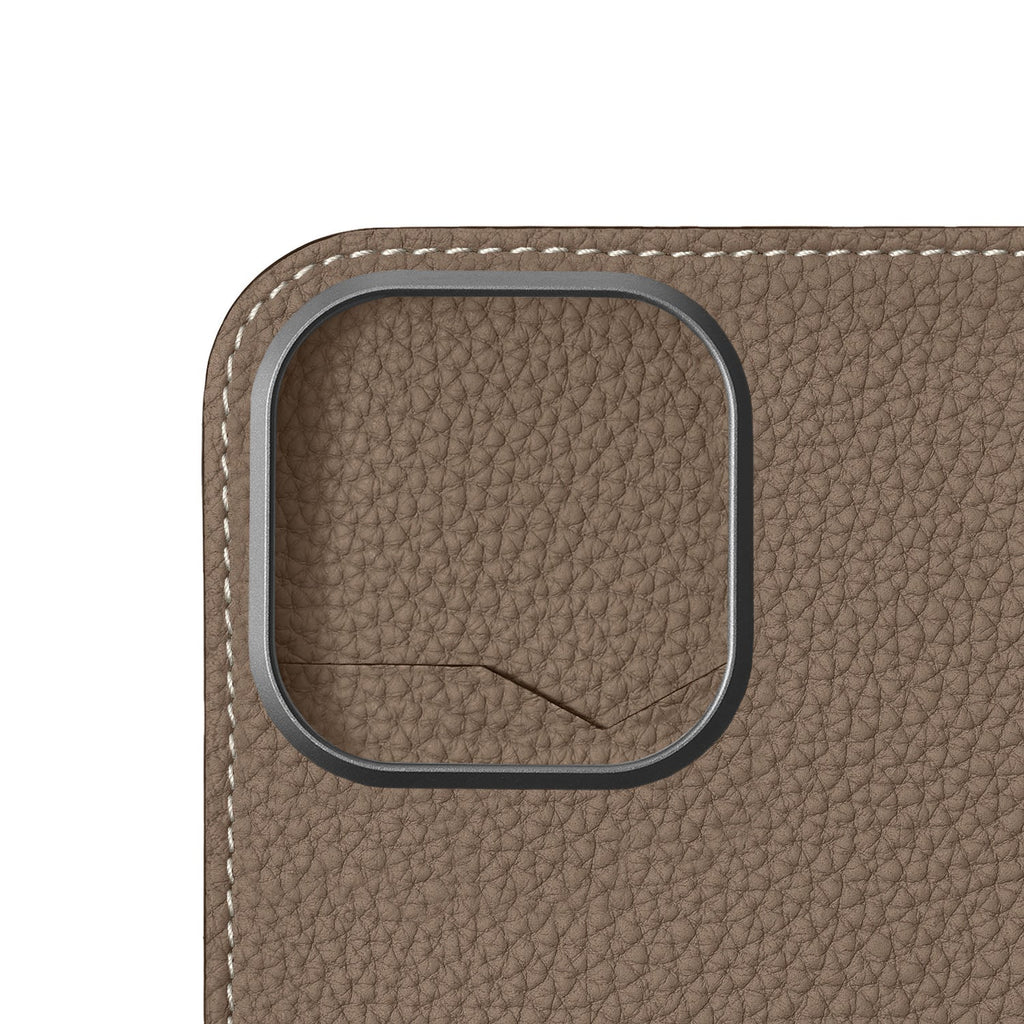iPhone 16 Pro Diary Case Shrink Leather (Etoupe)