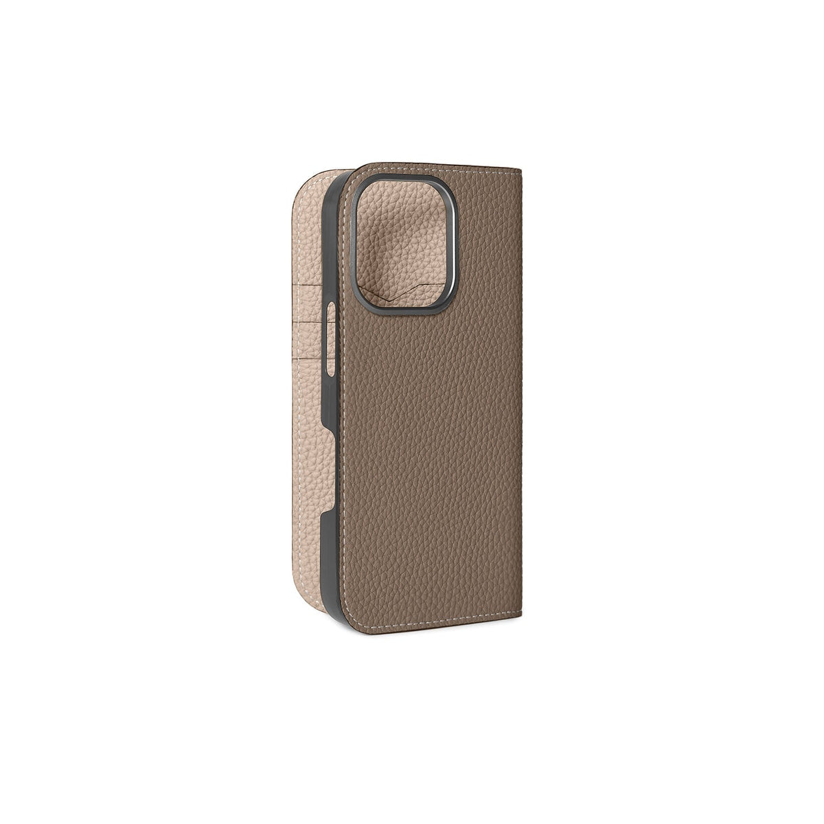 iPhone 16 Pro Diary Case Shrink Leather (Etoupe × Greige)
