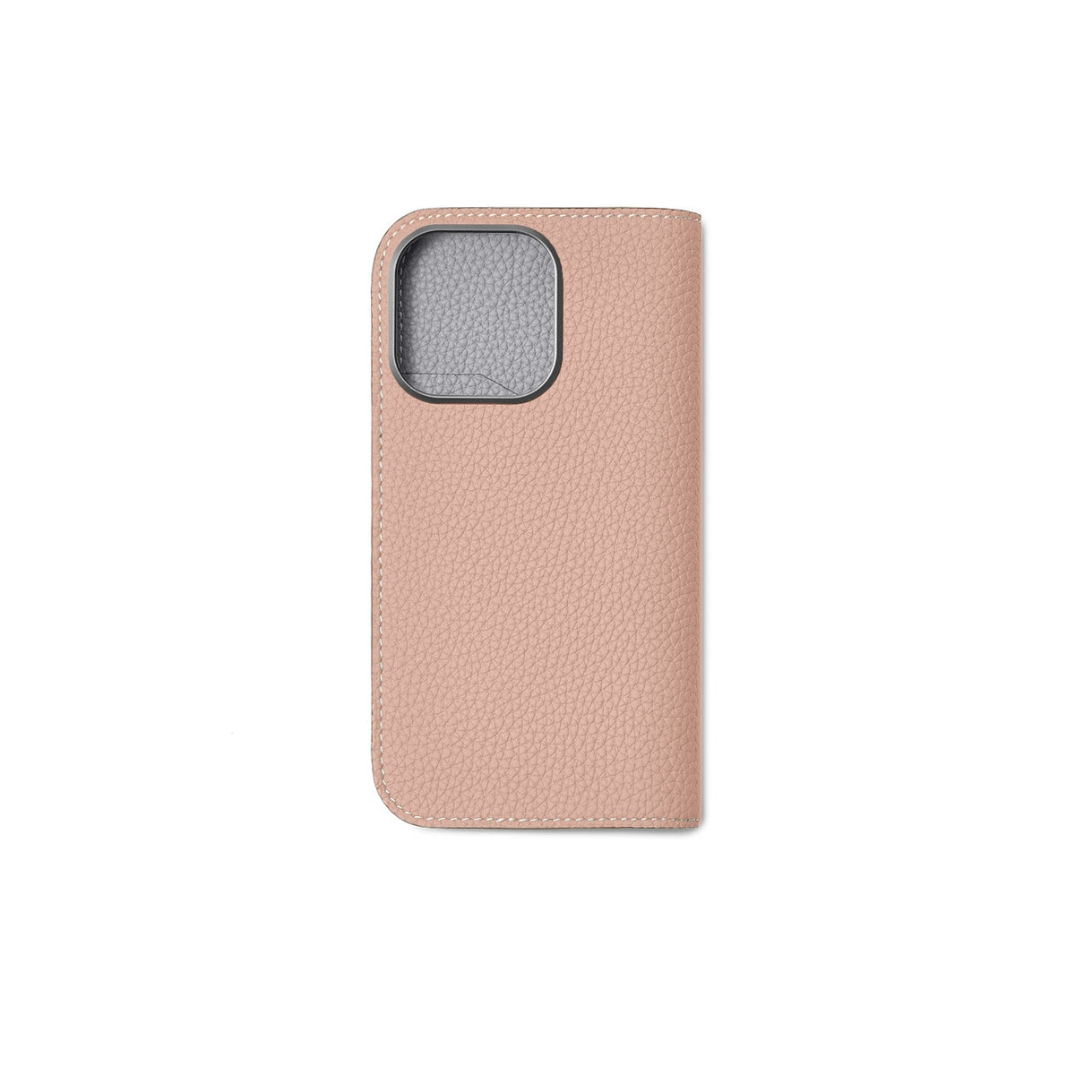 iPhone 16 Pro Diary Case Shrink Leather (Almond Pink × True Gray (Etoupe edge paint))
