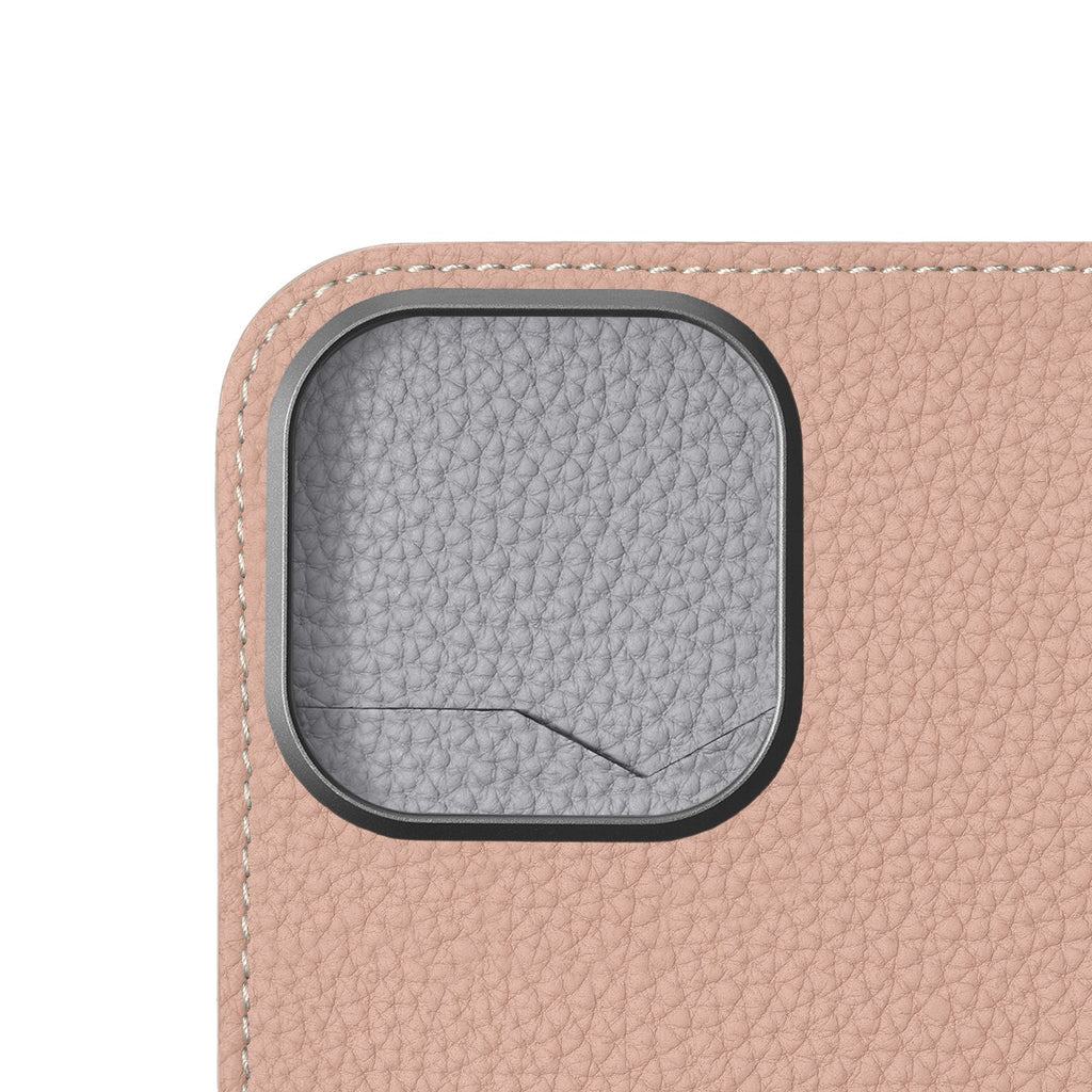 iPhone 16 Pro Diary Case Shrink Leather (Almond Pink × True Gray (Etoupe edge paint))