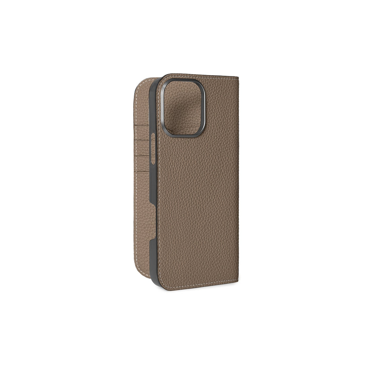 iPhone 16 Pro Max Diary Case Shrink Leather (Etoupe)