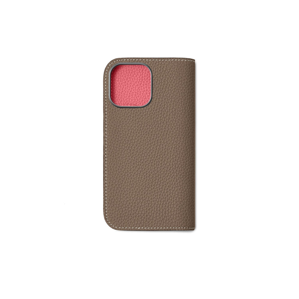 iPhone 16 Pro Max Diary Case Shrink Leather (Etoupe × Azalee Pink)