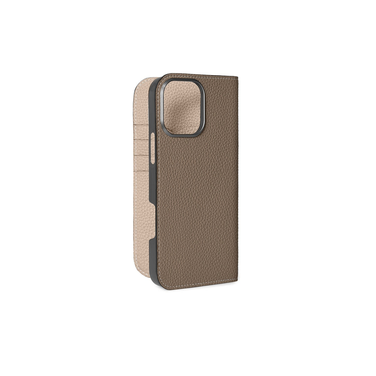 iPhone 16 Pro Max Diary Case Shrink Leather (Etoupe × Greige)