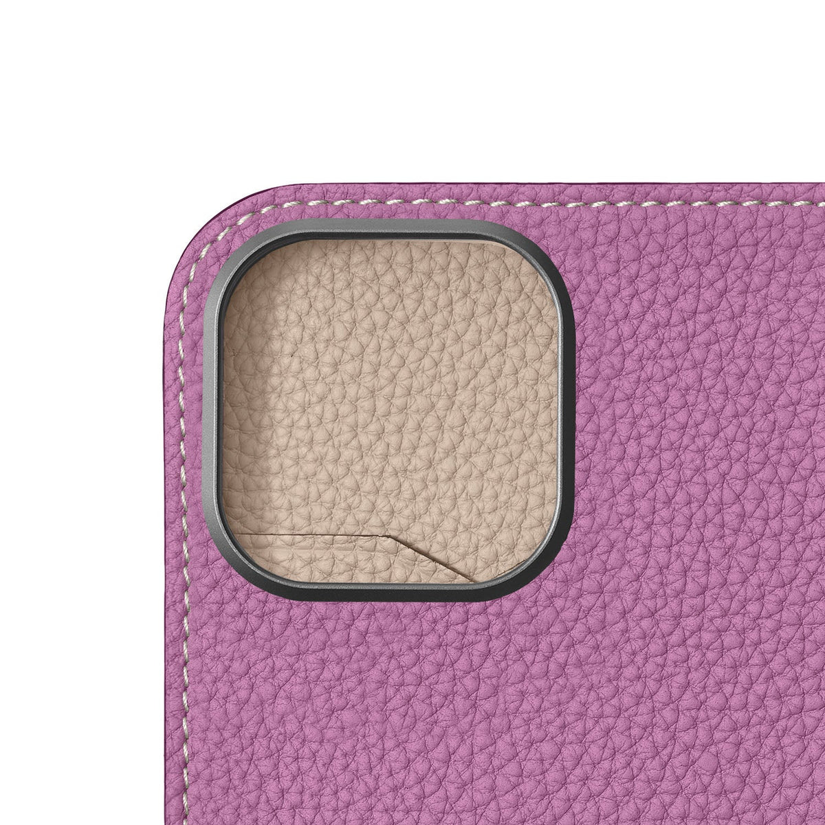 iPhone 16 Pro Max Diary Case Shrink Leather (Pearl Purple × Greige)