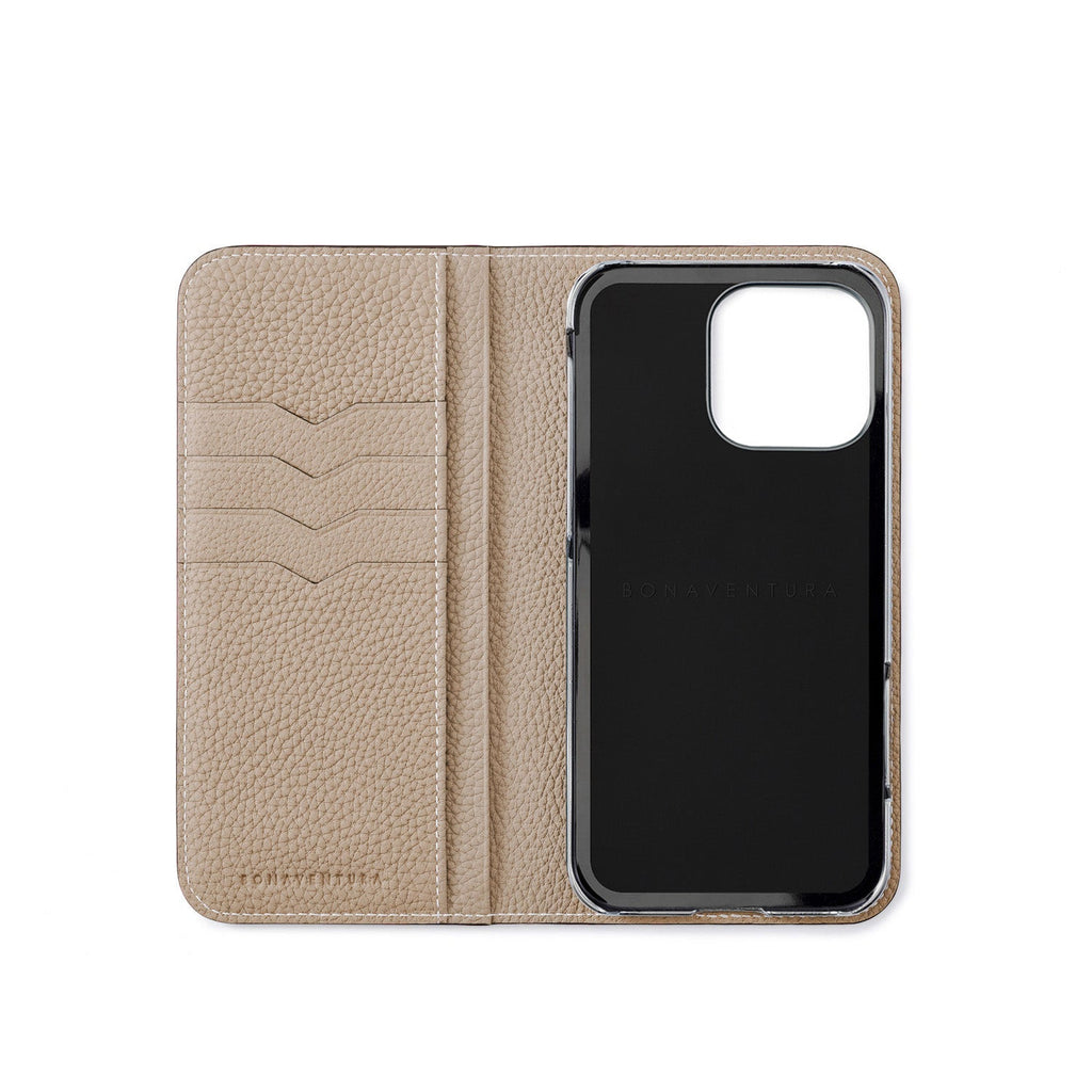 iPhone 16 Pro Max Diary Case Shrink Leather (Pearl Purple × Greige)