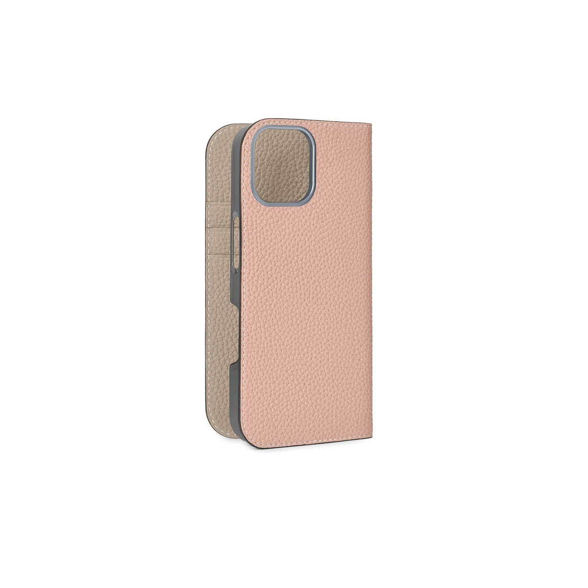 iPhone 17 Diary Case Shrink Leather (Almond Pink × Greige)