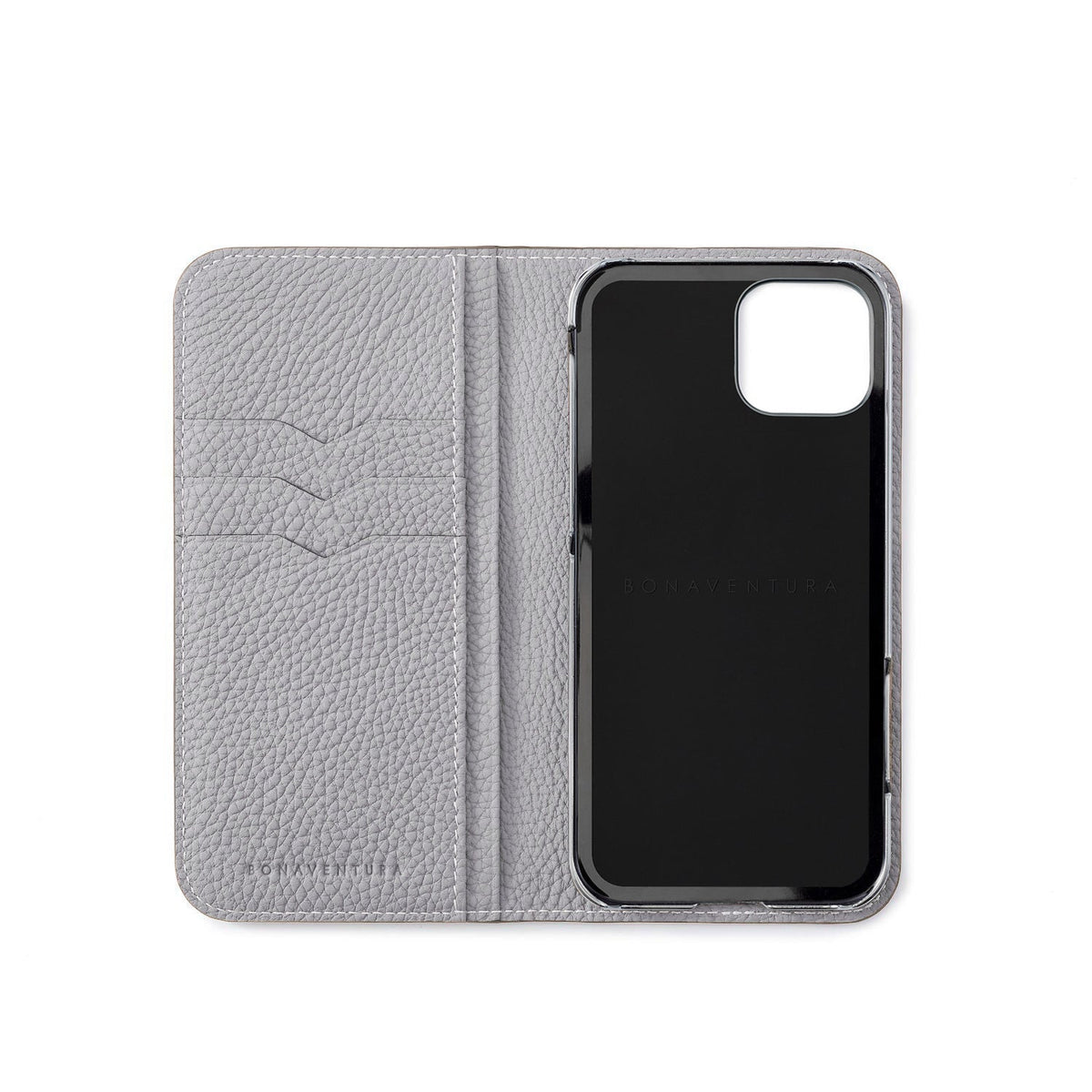 iPhone 17 Diary Case Shrink Leather (Almond Pink × True Gray (Etoupe edge paint))