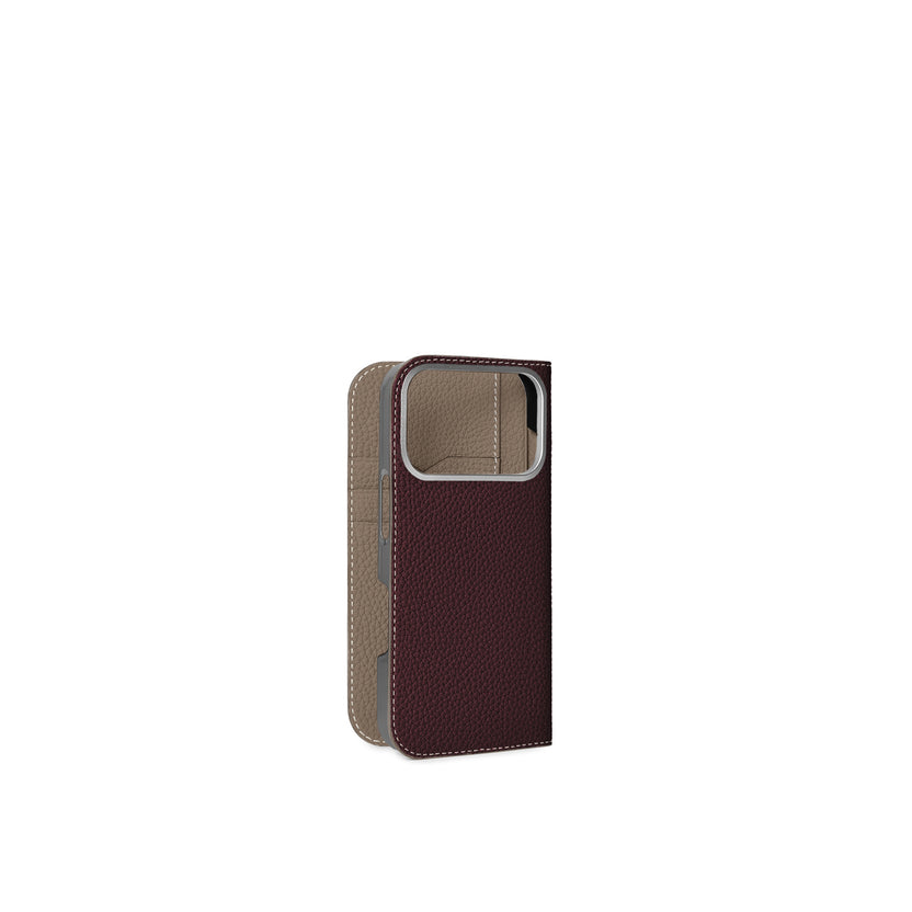 (iPhone 17 Pro) Diary Case Shrink Leather