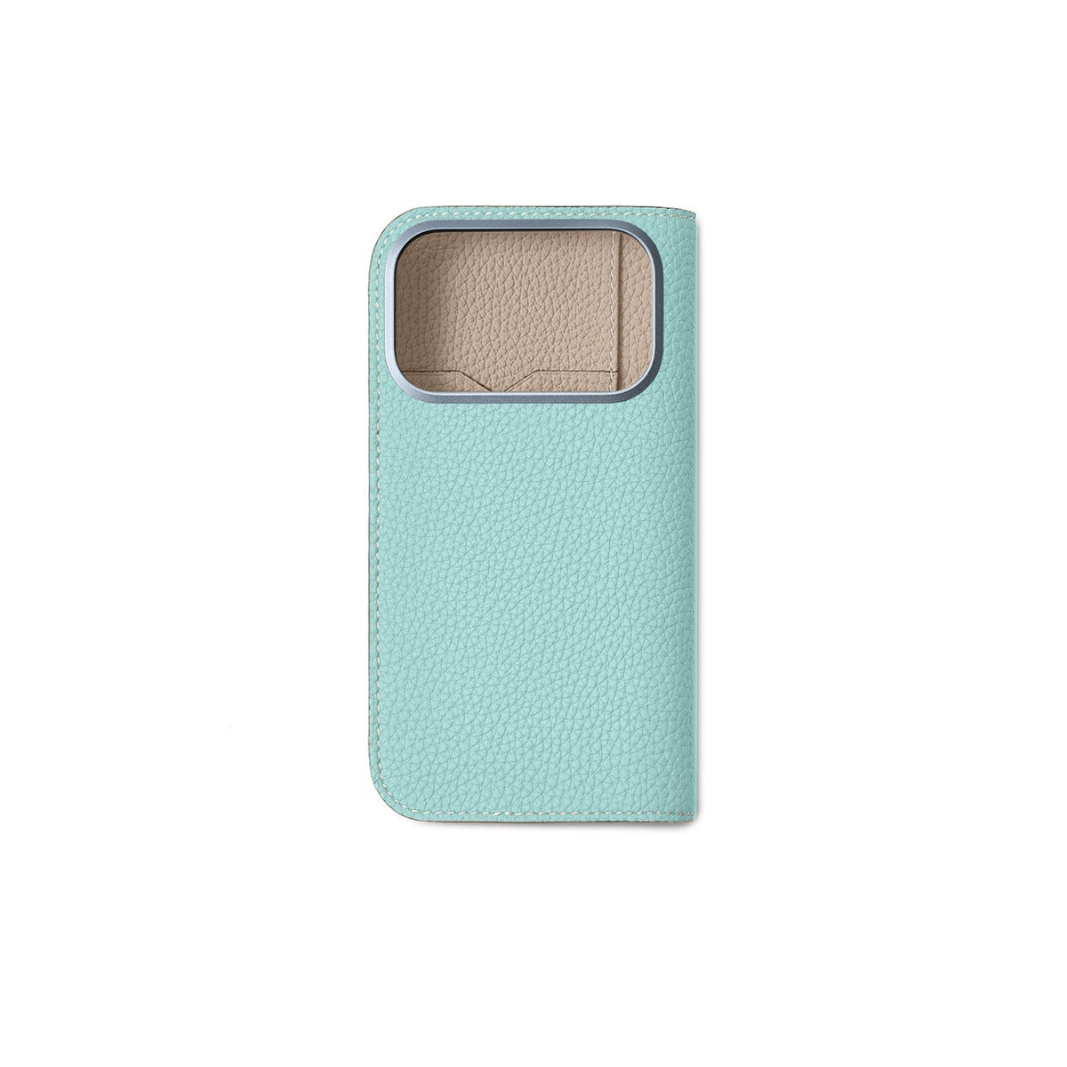 iPhone 17 Pro Diary Case Shrink Leather (Mare Blue × Greige (Etoupe edge paint))