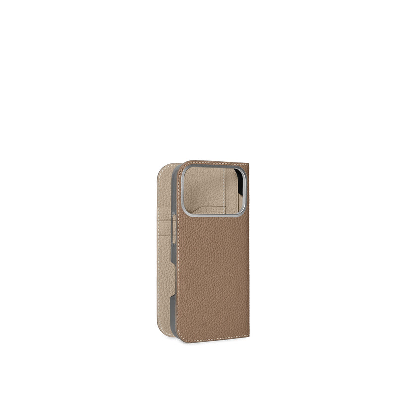(iPhone 17 Pro) Diary Case Shrink Leather