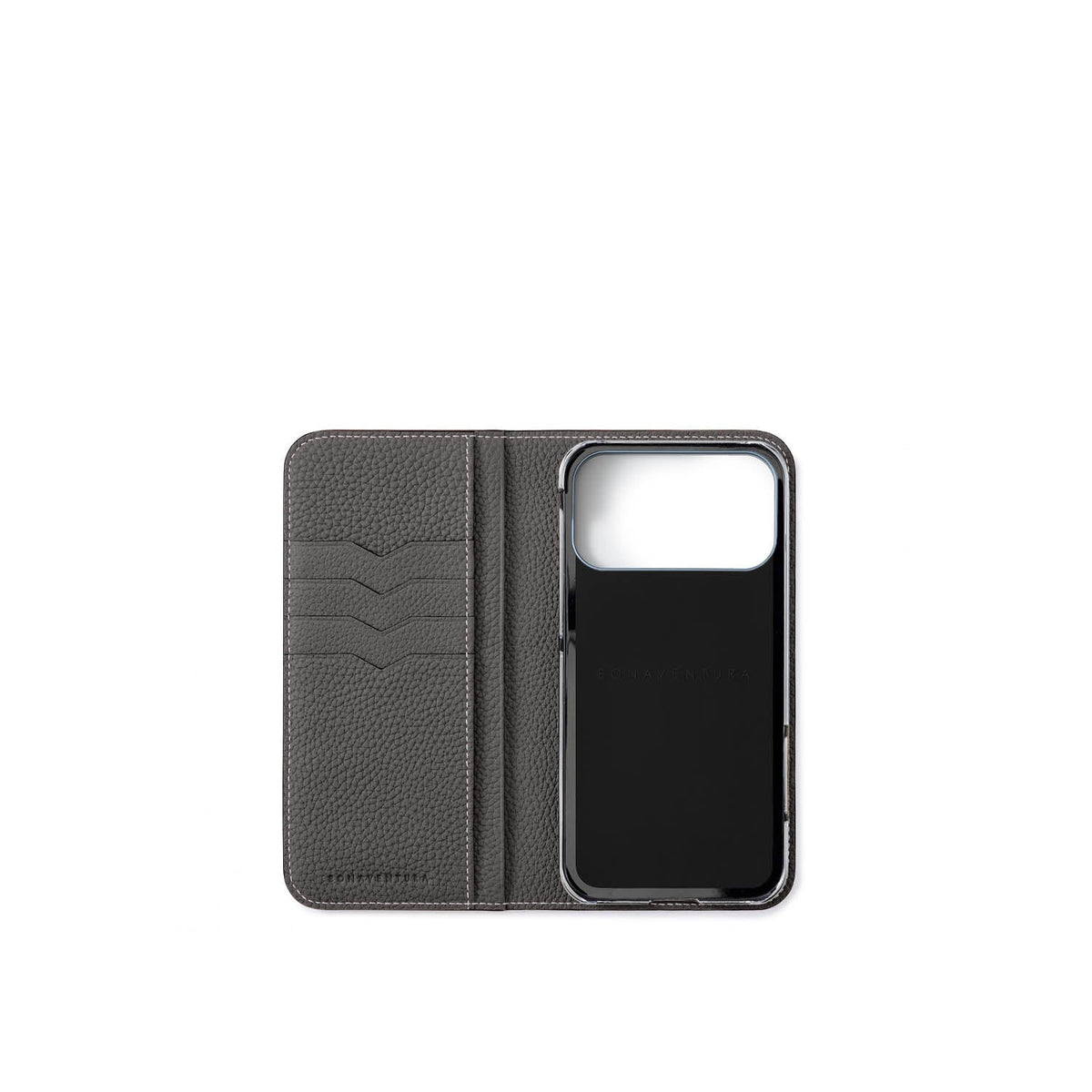 iPhone 17 Pro Max Diary Case Shrink Leather (Smoky Mint × Charcoal Gray)