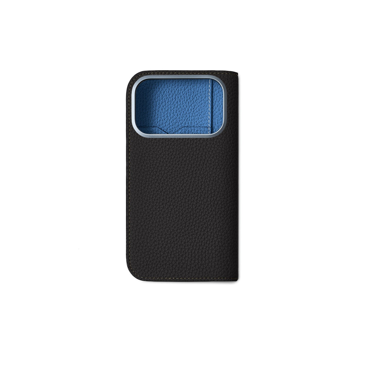 SAVOIA × BONAVENTURA iPhone 18 Pro Diary Case Shrink Leather (Black × Savoia Blue)