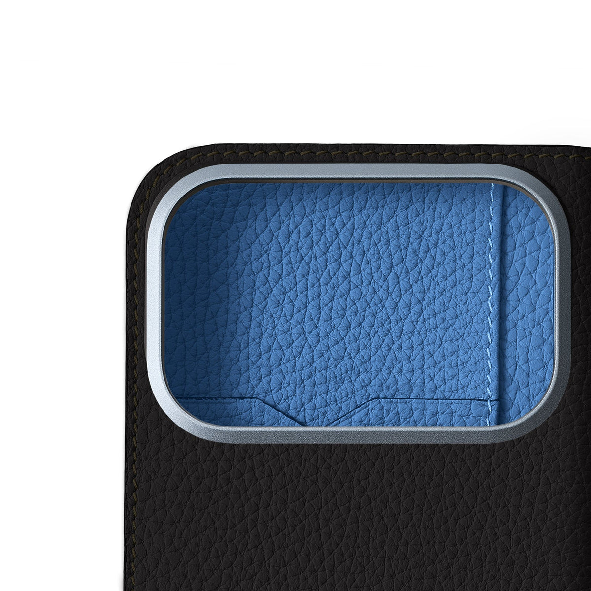 SAVOIA × BONAVENTURA iPhone 18 Pro Diary Case Shrink Leather (Black × Savoia Blue)