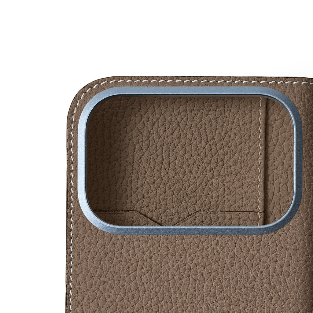 iPhone 18 Pro Diary Case Shrink Leather (Etoupe)
