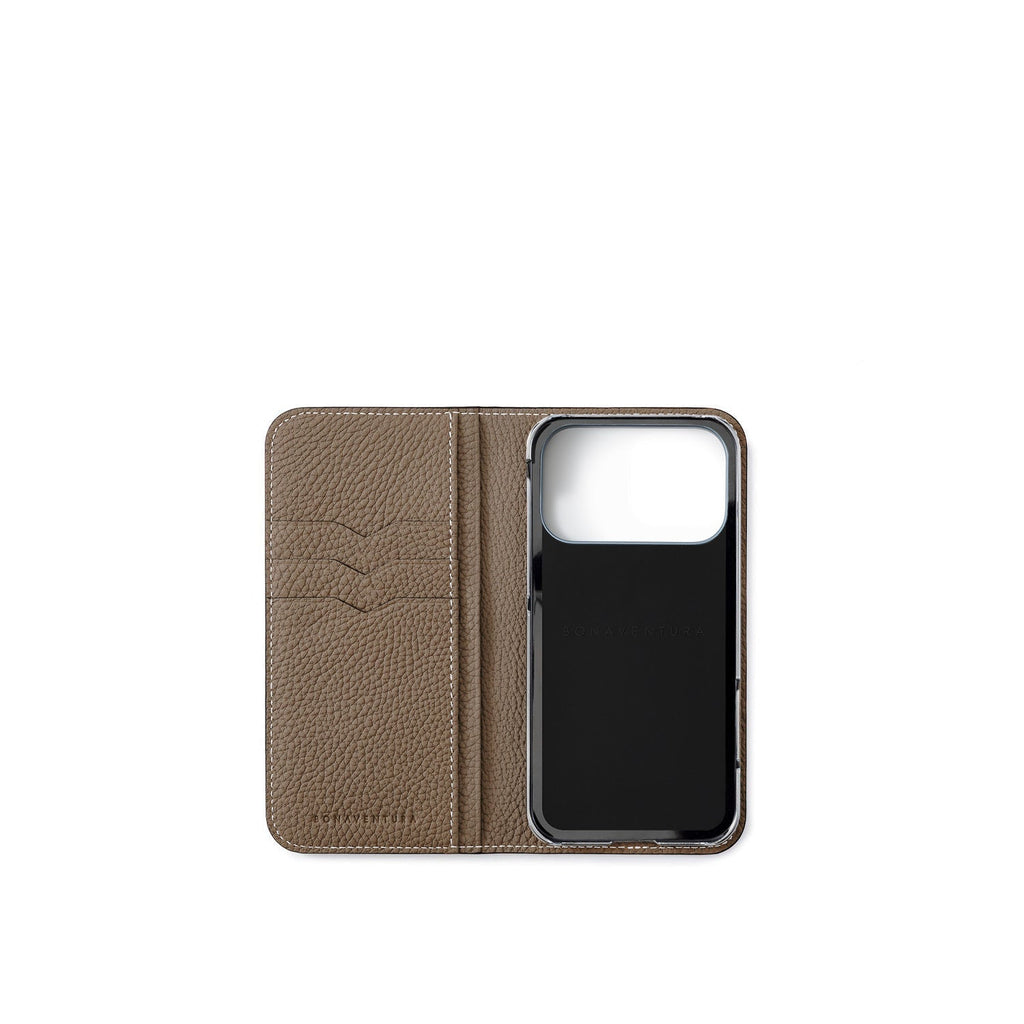 iPhone 18 Pro Diary Case Shrink Leather (Etoupe)