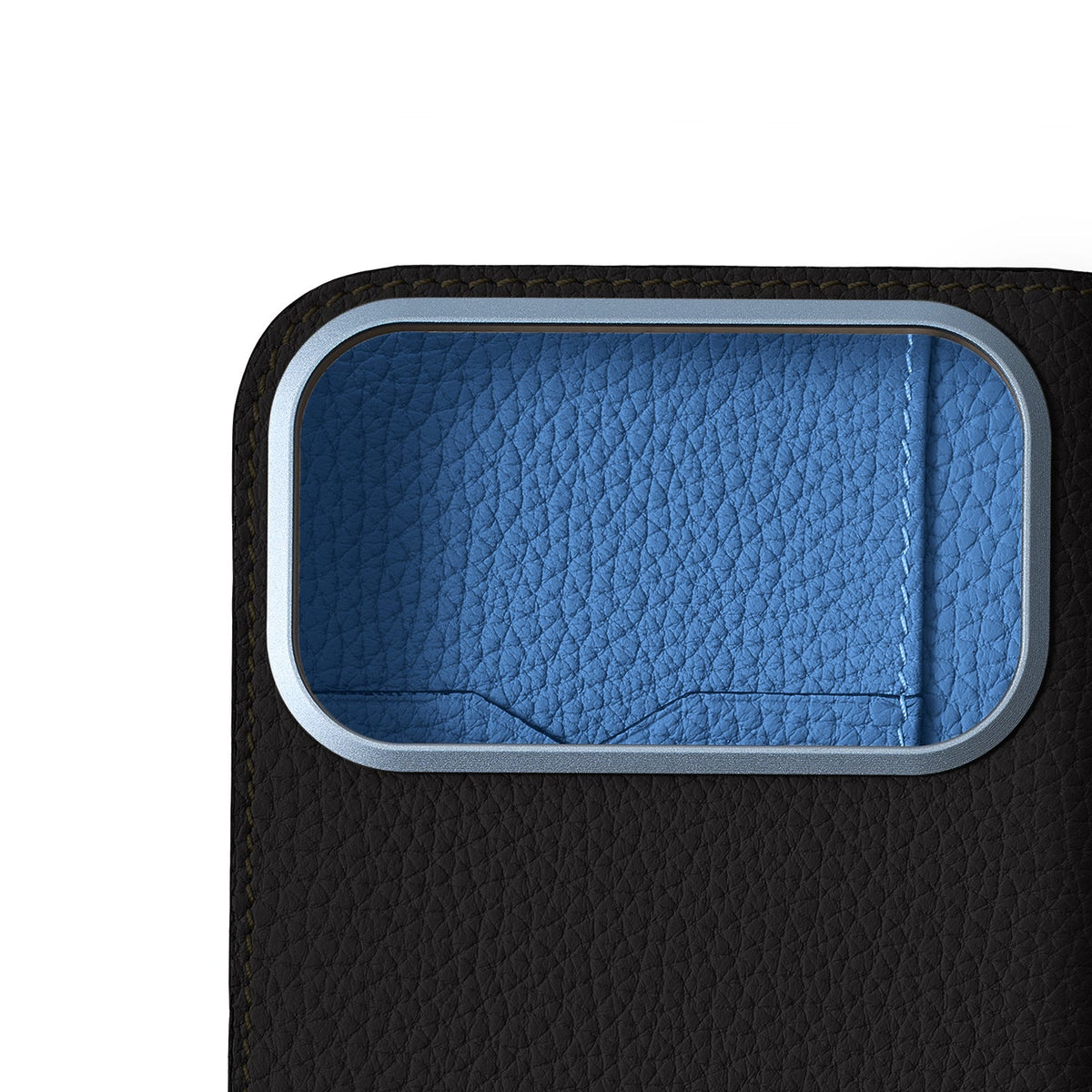 SAVOIA × BONAVENTURA iPhone 18 Pro Max Diary Case Shrink Leather (Black × Savoia Blue)