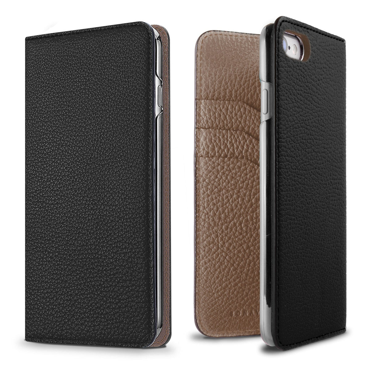 iPhone SE / 8 / 7 / 6s / 6 Diary Case Shrink Leather (Black × Etoupe)