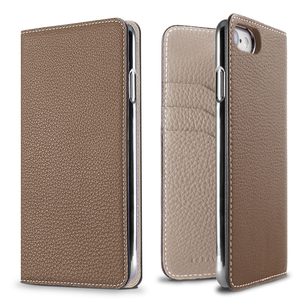 iPhone SE / 8 / 7 / 6s / 6 Diary Case Shrink Leather (Etoupe × Greige)
