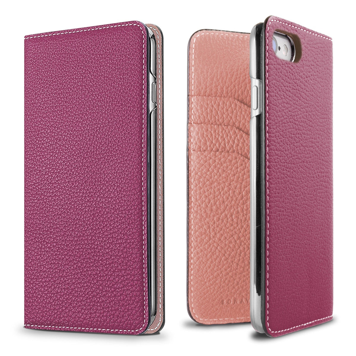 iPhone SE / 8 / 7 / 6s / 6 Diary Case Shrink Leather (Anemone Purple × Coral Pink)