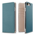 iPhone 8 Plus / 7 Plus / 6s Plus / 6 Plus Diary Case Shrink Leather (Blue Cyan × Greige)