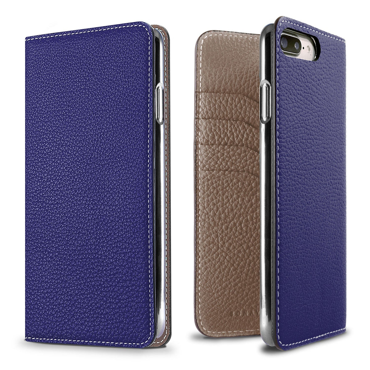 iPhone 8 Plus / 7 Plus / 6s Plus / 6 Plus Diary Case Shrink Leather (Electric Blue × Etoupe)